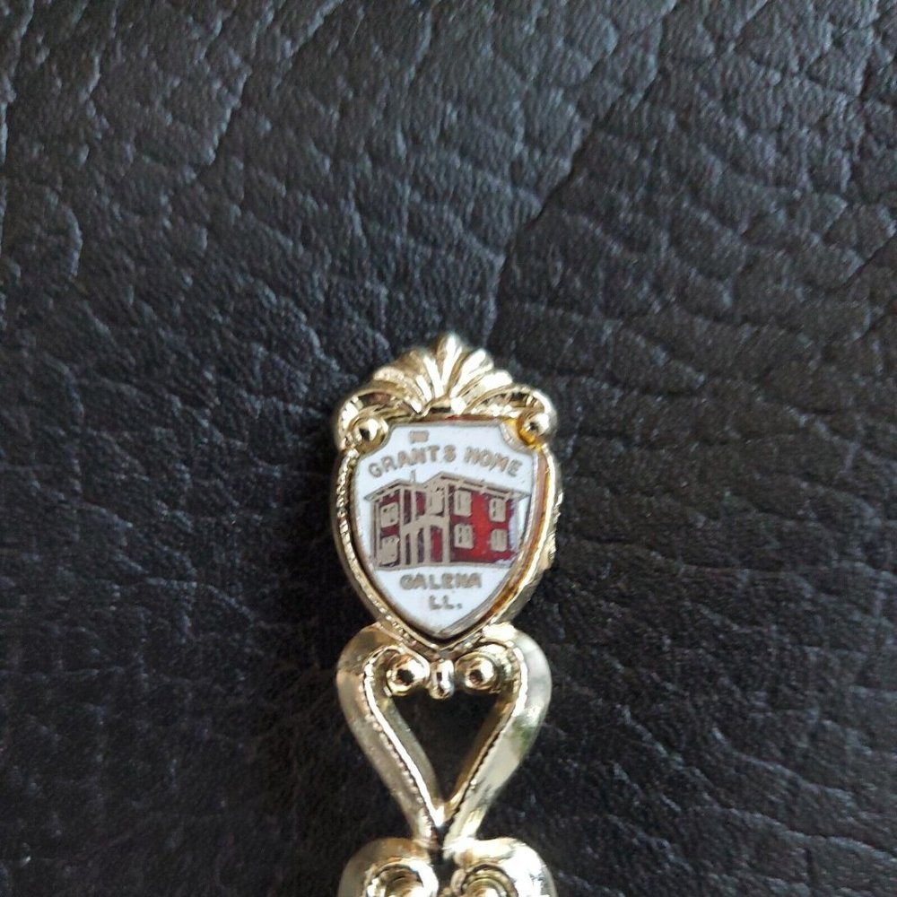 Vintage Galena Illinois Grants Home Gold Tone Souvenir Trinket Service Bell - Picture 2 of 5